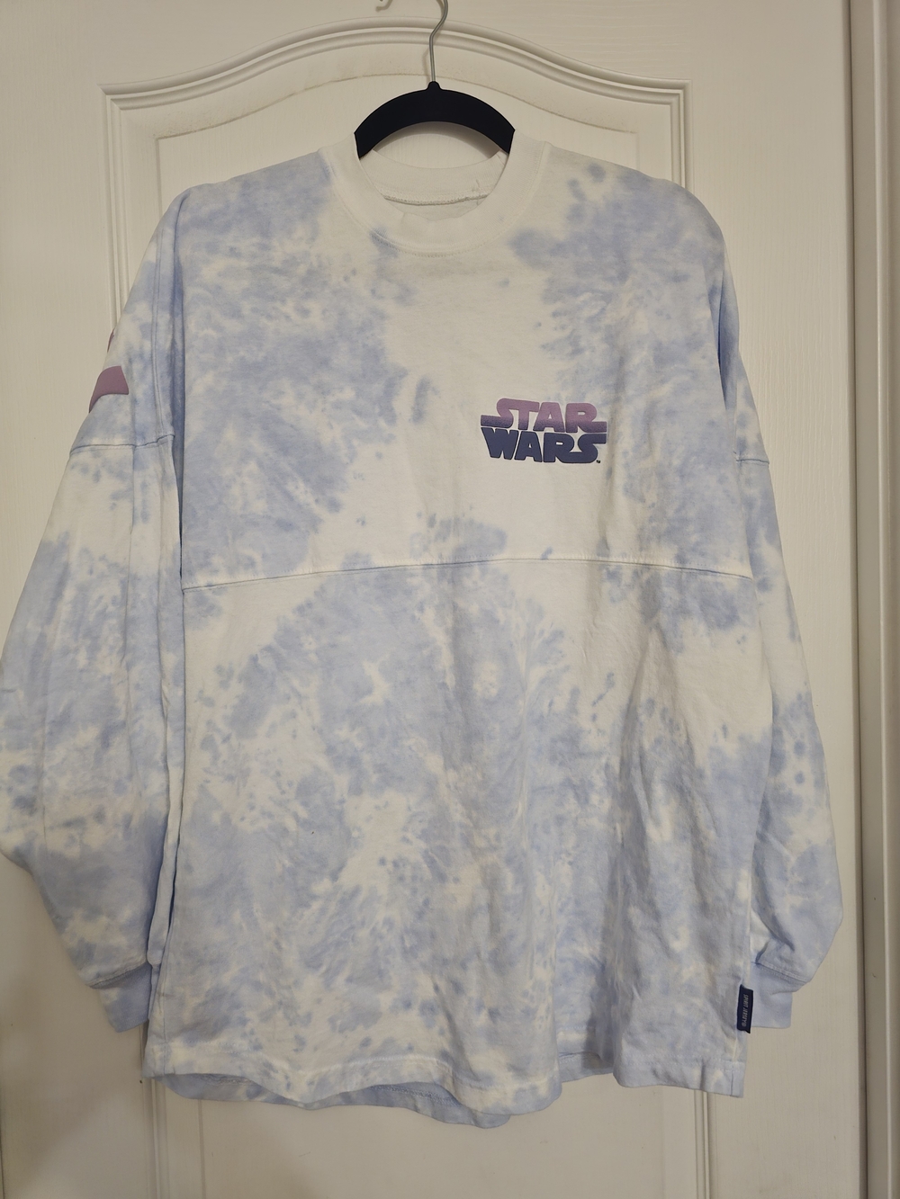 Disney Star Wars Light Blue and White Tie-Dye Long Sleeve Shirt